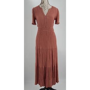 Blu Pepper ladies tiered maxi dress Clay color Size Small cottagecore Fall